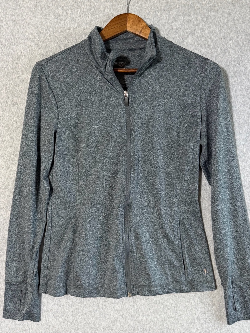 Danskin Heathered Gray Full-Zip Utility Jacket small